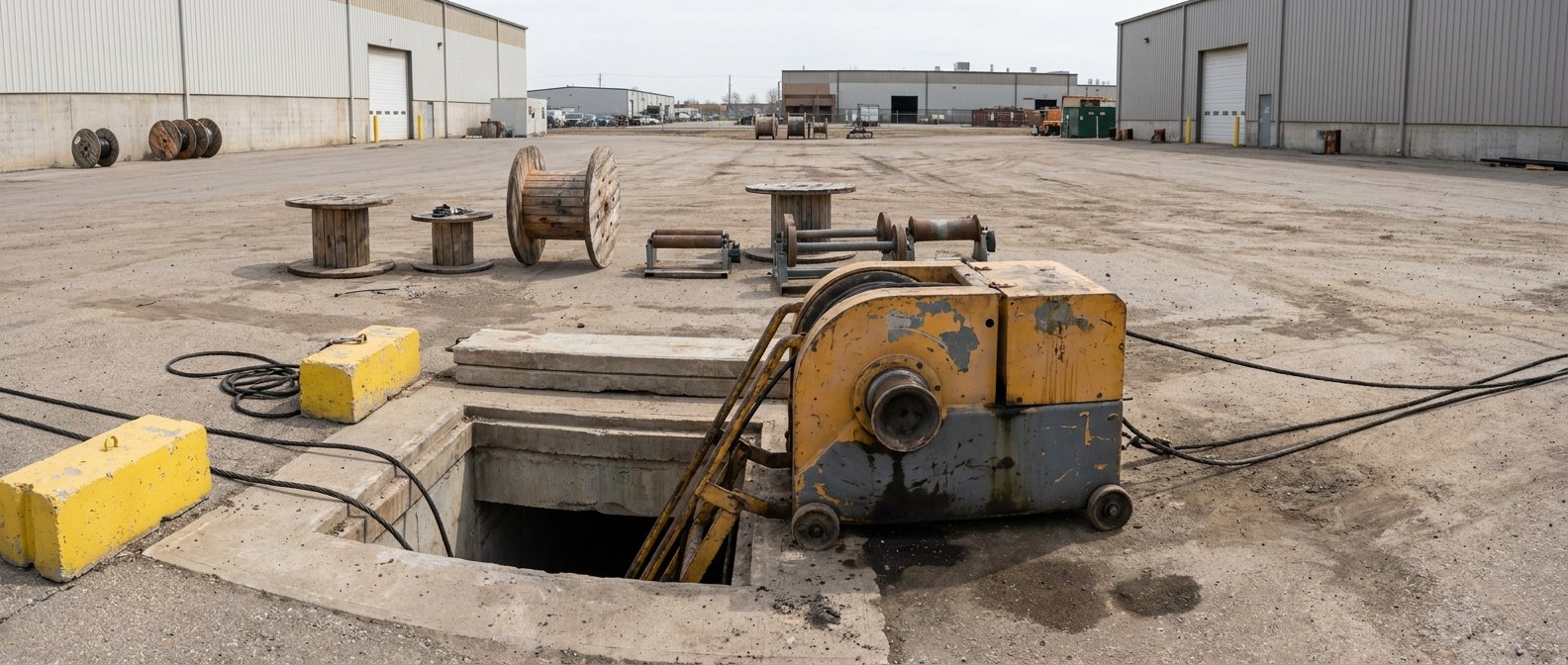 capstan puller at a duct mouth на трассе