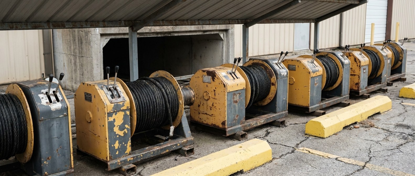 capstan puller at a duct mouth в ряду на площадке